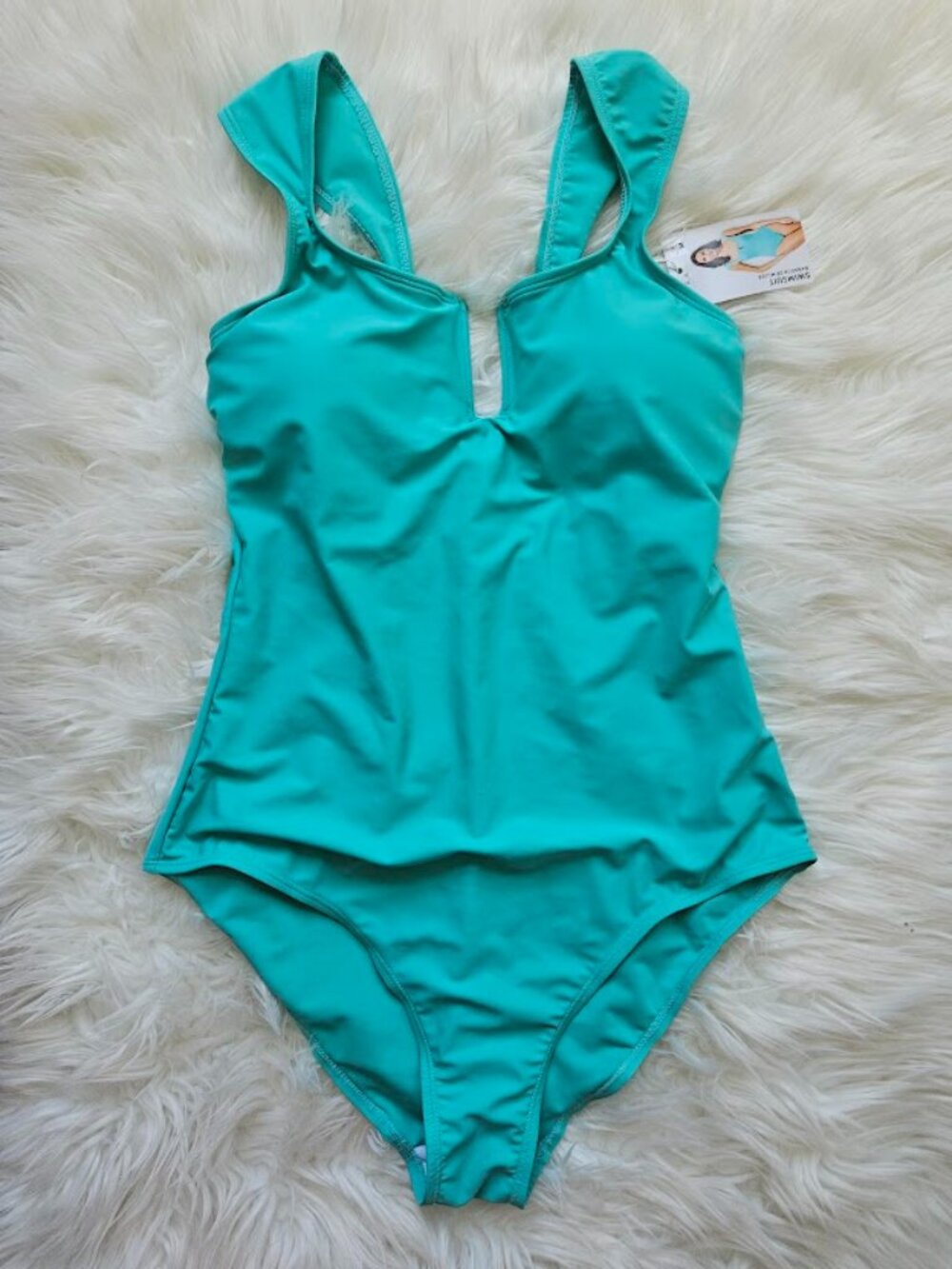 Serra Teal Blue One Piece Swimsuit Oeko Tex New Tags Medium Beach Vacation Neon